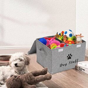 Xbopetda Linen Fabric Box with lid and Handles Foldable Dog Storage Cubes Box,Great for Dog Apparel & Accessories-Snow Gray