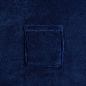 pop shop Plush Hooded Throw Blanket with Pocket, 50"x60" + Hood, Blue