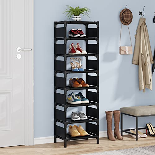 Tribesigns Vertical Shoe Rack, Narrow Shoe Shelf, Slim Shelf for Shoes, Thin Shoe Rack for Small Space, Tall Narrow Shoes Shelf