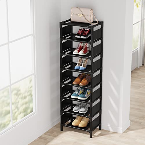 Tribesigns Vertical Shoe Rack, Narrow Shoe Shelf, Slim Shelf for Shoes, Thin Shoe Rack for Small Space, Tall Narrow Shoes Shelf