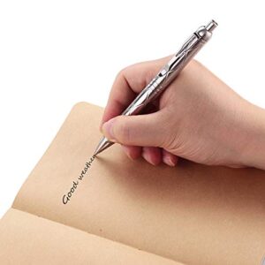 SMOOTHERPRO Stainless Steel Push Button Mechanism Pen Solid Comfortable Weight for Holding Click Ballpoint for Christmas Birthday Festival Signature Gift(PSS043)