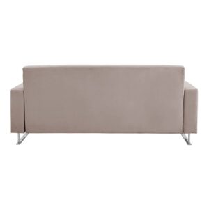 Elle Decor Baylie Mid-Century Modern Sofa with Chrome Sleigh Legs, Accent Living Room Couch with Plush Upholstery, Easy to Assemble, 80", French Taupe Velvet