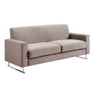 Elle Decor Baylie Mid-Century Modern Sofa with Chrome Sleigh Legs, Accent Living Room Couch with Plush Upholstery, Easy to Assemble, 80", French Taupe Velvet