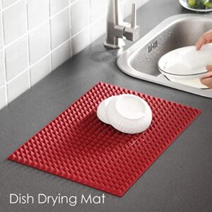 Colinda Silicone Dish and Cup Drying Mat - Extra Large Trivet for Hot Dishes, Large Size Hot Pots and Pads Coming Directly Out from the Stove or Oven,Drain Board,16" x 11.5",turquoise