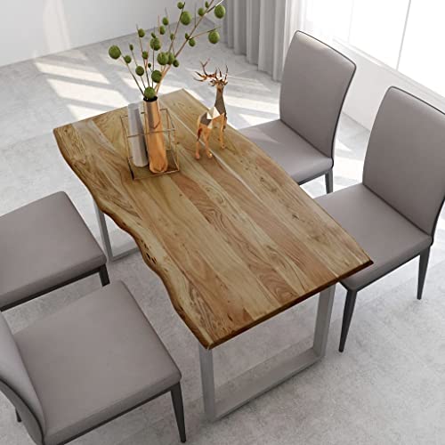 vidaXL Solid Acacia Wood Dining Table Dinner Kitchen Wooden Dinette Dining Room Table Interior Living Room Home Decor Furniture 55.1"