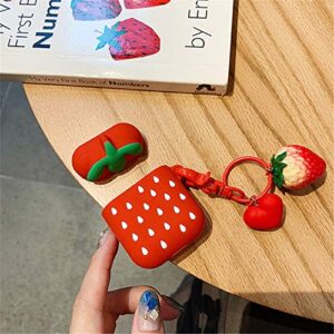 Oqplog for AirPod 2&1 Case, Protective Soft Silicone Funny Cute Fun Fashion Cover for Girls Kids Teens Air Pods, Cool Fruit Shockproof Design Skin Accessories Cases for Airpods 1/2 - Strawberry Chain