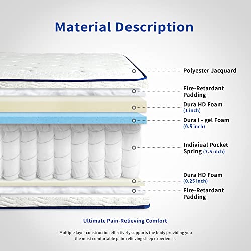 Olee Sleep 9 Inch Breeze Gel Memory Foam Innerspring Mattress, CertiPUR-US Certified, King (VC09SM01K-2)