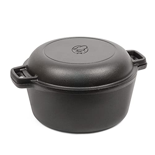 COMMERCIAL CHEF 5-Quart Cast Iron Dutch Oven with Skillet Lid