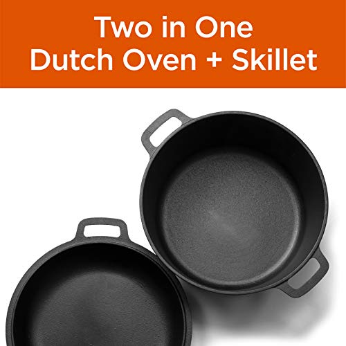 COMMERCIAL CHEF 5-Quart Cast Iron Dutch Oven with Skillet Lid