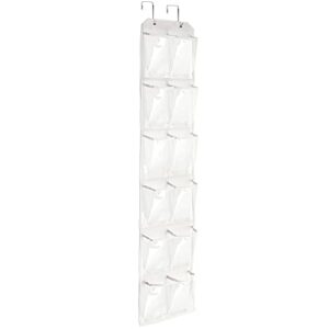 esingmill over the door shoe organizer - hanging holder with 12 large clear pockets and 2 metal hooks, shoe rack for narrow closet door