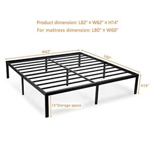 xtfei 14" Queen Bed Frame Heavy Duty Metal Beds Frames with Storage No Box Spring Needed Noise Free Sturdy Steel Slats Support 3500lbs