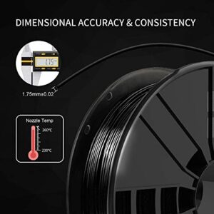 NOVAMAKER PETG Black Filament 1.75mm ,Toughness Enhanced petg Vacuum Sealed,Accuracy +/- 0.02mm, 1kg(2.2lbs) Spool, 3D Filament petg