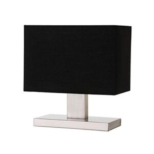 amazon basics rectangular metal base table lamp with led bulb - 9.5" x 5.5" x 10.2", brushed nickel