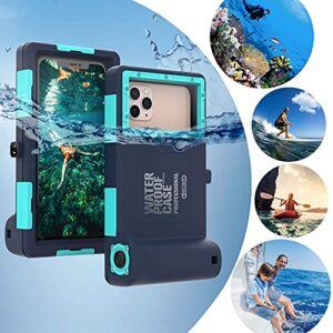 Nisso Professional Snorkeling Underwater Phone case Swimming Diving Case Photo Video Waterproof Protective Housing for Galaxy and iPhone Series Smartphones with Lanyard (Black-Blue)