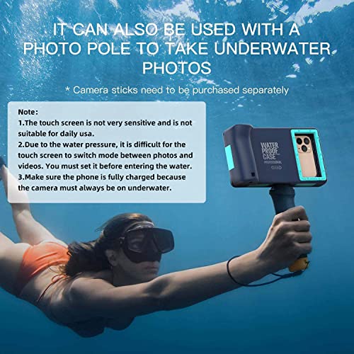 Nisso Professional Snorkeling Underwater Phone case Swimming Diving Case Photo Video Waterproof Protective Housing for Galaxy and iPhone Series Smartphones with Lanyard (Black-Blue)