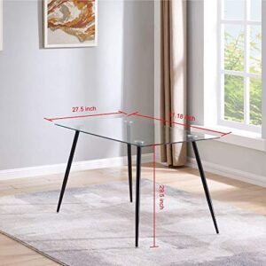 IDS Home Office Furniture Contemporary Computer Desk, 0.31” inch Tempered Transparent Glass Tabletop Writing Table (Black Metal Legs Frame)