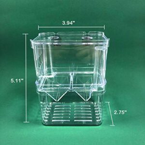 J-star Medium Fish Tank Isolation Box Acrylic Cage Tank Betta Fish Nest, Aquarium Acclimation Hatchery Incubator for Betta, Guppy, Killifish, Clownfish etc.