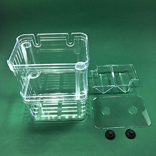 J-star Medium Fish Tank Isolation Box Acrylic Cage Tank Betta Fish Nest, Aquarium Acclimation Hatchery Incubator for Betta, Guppy, Killifish, Clownfish etc.