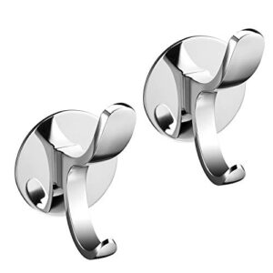 Wangel 2 Pack Towel Hooks, SUS304 Coat Robe Clothes Hook Modern Wall Hook Holder for Bathroom,Self-Adhesive Chrome Finished .