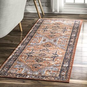 nuloom florence vintage persian runner rug, 2' 6" x 6', rust