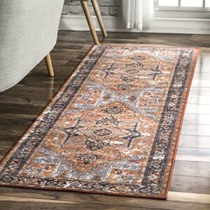 nuLOOM Florence Vintage Persian Runner Rug, 2' 6" x 6', Rust