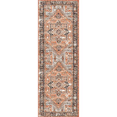 nuLOOM Florence Vintage Persian Runner Rug, 2' 6" x 6', Rust