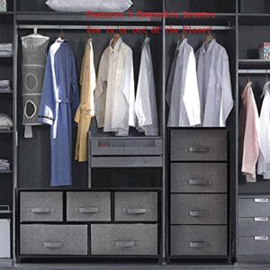 Basic Houseware Wide Dresser Storage Tower Night Stand Wood Top Organizer Unit for Dorm Room Dark Grey