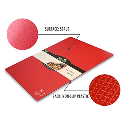 Cutting Board Mats Flexible Plastic Colored Mats with Food Icons, Fotouzy BPA-Free, Non-Porous, Anti-skid back and Dishwasher Safe, Set of 7+1