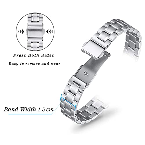 STIROLL Thin Replacement Band Compatible for Apple Watch 38mm 40mm 41mm 42mm 44mm 45mm 49mm, Stainless Steel Metal Wristband Women Men for iWatch Ultra SE Series 8/7/6/5/4/3/2/1(Silver,38mm/40mm/41mm)