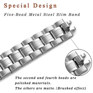 STIROLL Thin Replacement Band Compatible for Apple Watch 38mm 40mm 41mm 42mm 44mm 45mm 49mm, Stainless Steel Metal Wristband Women Men for iWatch Ultra SE Series 8/7/6/5/4/3/2/1(Silver,38mm/40mm/41mm)