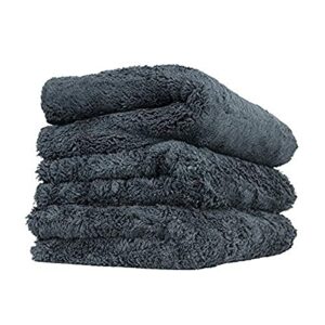 happy ending ultra plush edgeless microfiber towel, black