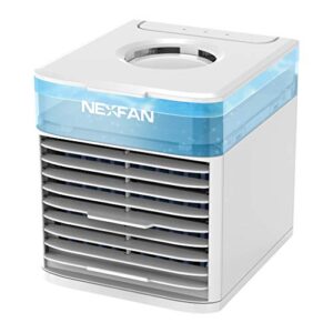 portable air conditioner fan, mini evaporative cooler personal air cooler with 7 colors light changing, 3 fan speed, super quiet humidifier misting fan for home office bedroom, wearable ac