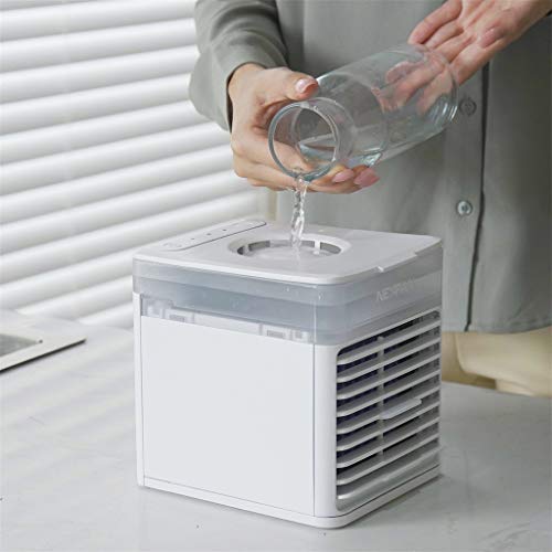 Portable Air Conditioner Fan, Mini Evaporative Cooler Personal Air Cooler with 7 Colors Light Changing, 3 Fan Speed, Super Quiet Humidifier Misting Fan for Home Office Bedroom, Wearable AC