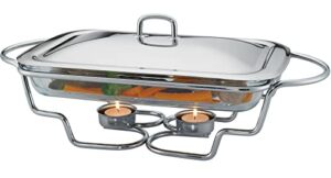 galashield chafing dish buffet set warming tray with lid stainless steel buffet server and oven safe glass (3-quart)