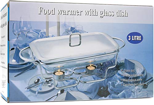 Galashield Chafing Dish Buffet Set Warming Tray with Lid Stainless Steel Buffet Server and Oven Safe Glass (3-Quart)