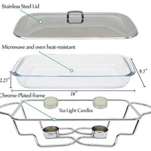 Galashield Chafing Dish Buffet Set Warming Tray with Lid Stainless Steel Buffet Server and Oven Safe Glass (3-Quart)