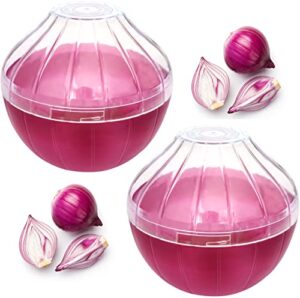 ztforus onion keeper set, 2 pack reusable refrigerator onion saver container with clear lid onion organizer holder for leftover onion