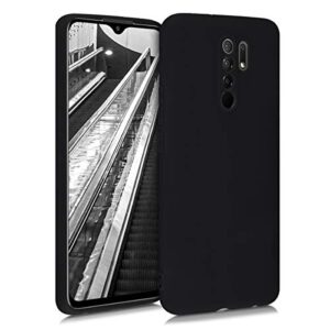 kwmobile case compatible with xiaomi redmi 9 - case in soft matte finish tpu with camera protection - black matte