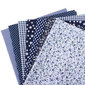 liuqingwind quilting fabric 7pcs 25x25cm floral patchwork cotton fabric plain cloth for diy sewing quilting navy blue
