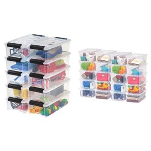 iris usa tb-35 5 quart stack & pull box, clear, 10 pack & usa cnl-5 storage box, 5 quart, clear, 20 pack