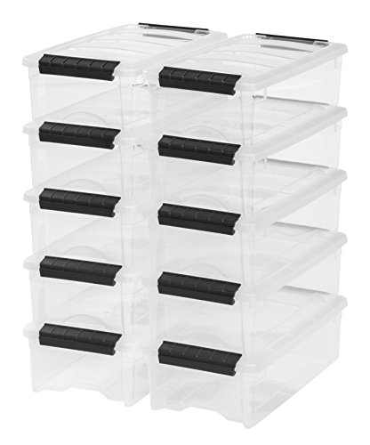 IRIS USA TB-35 5 Quart Stack & Pull Box, Clear, 10 Pack & USA CNL-5 Storage Box, 5 Quart, Clear, 20 Pack