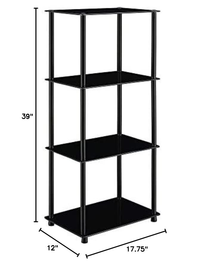 Convenience Concepts Designs2Go Classic 4-Tier Tower, Black Glass