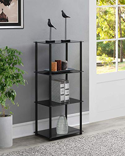 Convenience Concepts Designs2Go Classic 4-Tier Tower, Black Glass