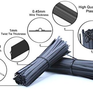 Flixall. 5 inches Twist Ties Pack of 100 - Premium Quality Reusable Black Plastic Coated Twist Ties for Bags, Cords - Bread Ties for Household