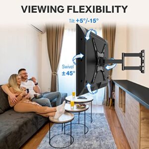 MOUNTUP TV Wall Mount, TV Mount Swivel and Tilt Full Motion for Most 26-55 Inch LED LCD Flat Curved TVs with Single Stud Articulating Arm, Wall Mount TV Bracket up to VESA 400x400mm & 88lbs, MU0014