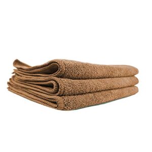 chemical guys mic34403 workhorse professional microfiber towel, tan (safe for car wash, home cleaning & pet drying cloths) 16" x 16", pack of 3