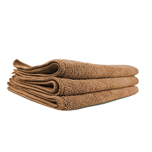 Chemical Guys MIC34403 Workhorse Professional Microfiber Towel, Tan (Safe for Car Wash, Home Cleaning & Pet Drying Cloths) 16" x 16", Pack of 3