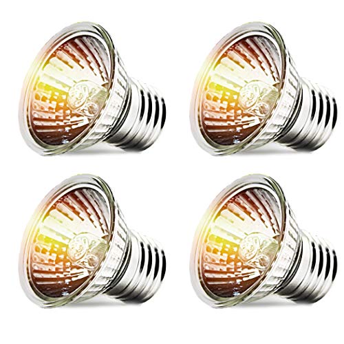 CALPALMY 4-Pack 50W UVA+UVB Bulbs | Heat and Light for Reptiles and Amphibian Tanks, Terrariums and Cages | Works with Various Lamp Fixtures