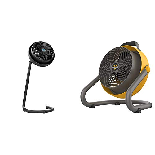 Vornado 783 Full-Size Whole Room Air Circulator Fan with Adjustable Height & 293 Large Heavy Duty Air Circulator Shop Fan, Yellow