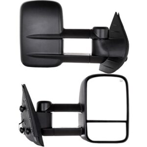 qualinsist tow mirrors fit for 2008-13 for chevy silverado/sierra 1500 towing mirrors with power adjusted heated without turn signal light black housing 2pcs lh and rh side